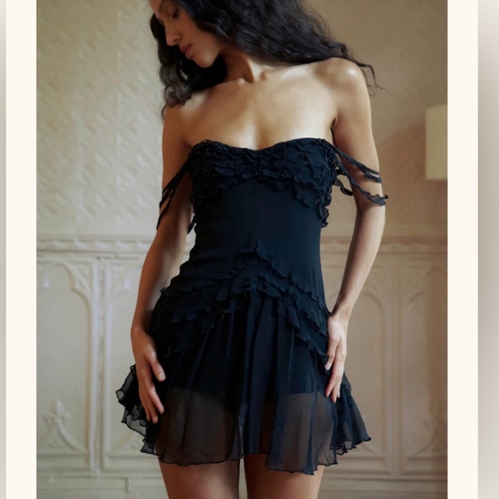 Mirror Palais Black Off-Shoulder Mini Dress